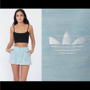 Adidas Mini Skirt Tennis Skirt Baby Blue High Waisted 80s A LINE